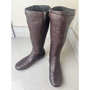 Born Brown Leather Riding Boots Women's 8.5 Soft Shaft Side Zip Round Toe